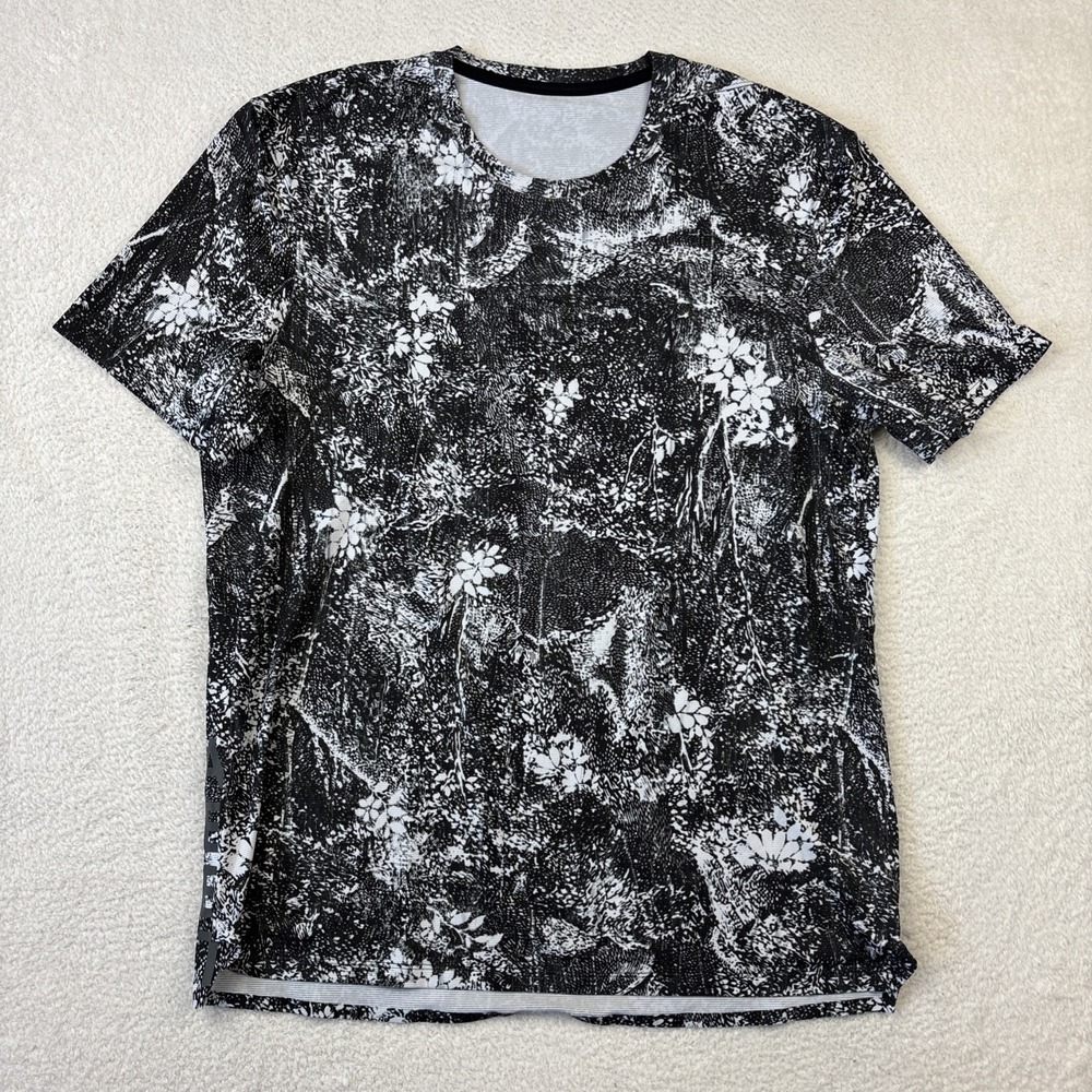 LULULEMON Mens Athletic Running T-Shirt Large Floral Short Sleeve Reflective Tee - Picture 3 of 15